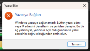 Yazıcıya Bağlanılamadı ve 0x0000011b Çözümü 2 0x0000011b